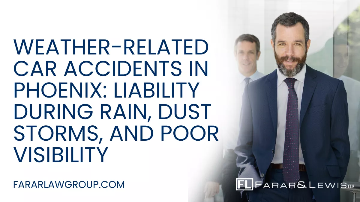 While Phoenix is known for sunshine, hazardous weather conditions—such as monsoon rainstorms, dust storms (haboobs), and reduced visibility—cause serious and often deadly car accidents each year. Weather does not excuse negligence. Drivers are legally required to adjust their behavior to road and visibility conditions. If you or a loved one has been injured in a weather-related crash, working with an experienced Phoenix weather-related car accident lawyer can help you pursue compensation and hold negligent drivers accountable.
