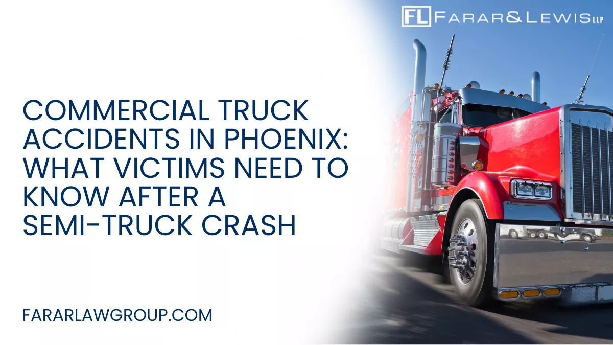 Commercial truck accidents are among the most devastating types of crashes on Phoenix roads. Large trucks and tractor-trailers travel daily along major Arizona highways such as I-10, I-17, Loop 101, and Loop 202. While these vehicles are essential for transporting goods across the state and country, their massive size and weight make accidents particularly dangerous for other motorists.