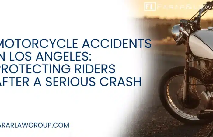 Motorcycle Accidents in Los Angeles Protecting Riders After a Serious Crash Motorcycle accidents in Los Angeles can have devastating consequences for riders and their families. Unlike drivers in passenger vehicles, motorcyclists have very little physical protection during a crash. Even when wearing proper safety gear, a collision with another vehicle can lead to severe injuries and life-changing consequences.
