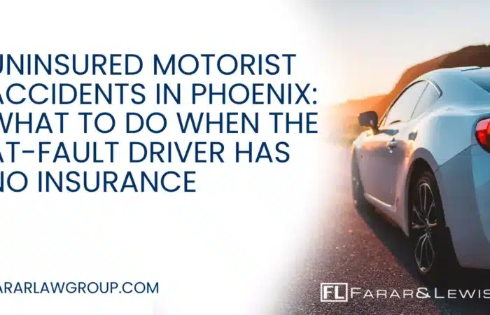 Uninsured Motorist Accidents in Phoenix What to Do When the At-Fault Driver Has No Insurance Car accidents are stressful under any circumstances, but they become even more complicated when the driver responsible for the crash does not have insurance. Unfortunately, uninsured drivers remain a serious problem across Arizona, leaving many accident victims unsure about how they will pay for medical treatment, vehicle repairs, and other damages. If you have been injured by a driver who lacks insurance coverage, working with an experienced Phoenix uninsured motorist accident lawyer can help you understand your legal options and pursue the compensation you deserve.